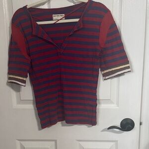 We The Free Striped Red and Blue Top